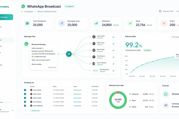 Mockup Dasbor Pengelola Kampanye Siaran WhatsApp