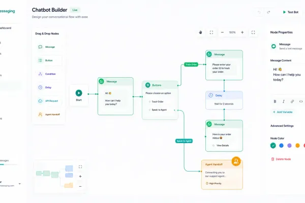Mockup Pembuat Alur Visual Chatbot Tanpa Kode
